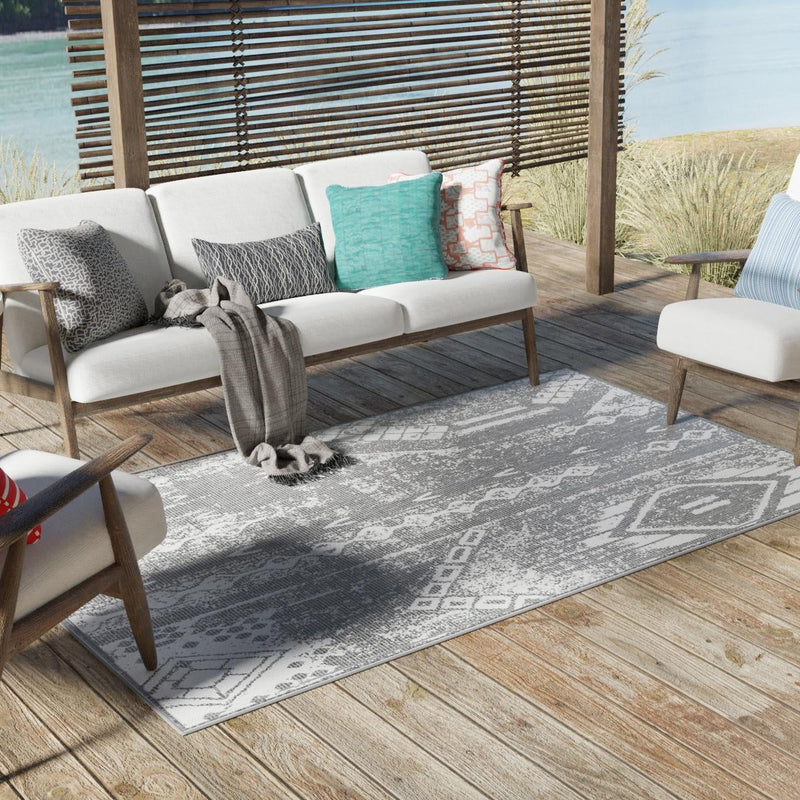 Desert Nomad Terrace Collection Area Rug - Sahara (Charcoal Gray) Rectangle Charcoal Gray  lifestyle 13