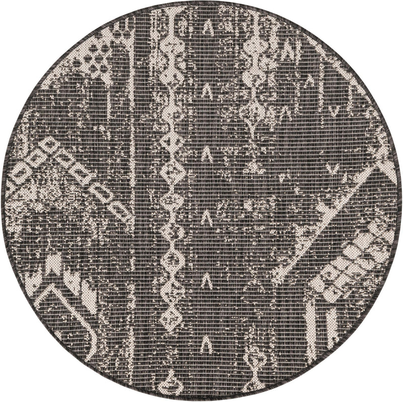 Desert Nomad Terrace Collection Area Rug - Sahara (Charcoal Gray) Round Charcoal Gray Main