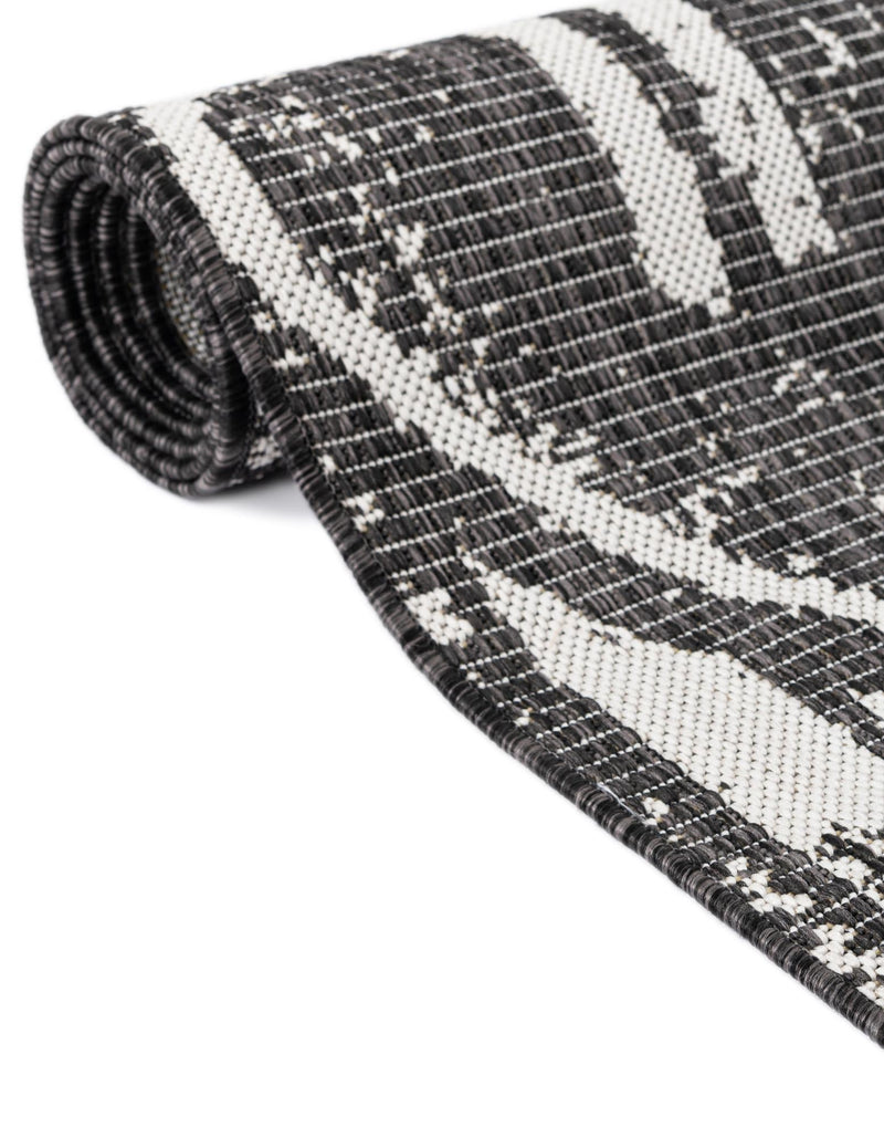 Desert Nomad Terrace Collection Area Rug - Sahara (Charcoal Gray) Round Charcoal Gray  lifestyle 15