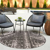 Desert Nomad Terrace Collection Area Rug - Sahara (Charcoal Gray) Round Charcoal Gray  lifestyle 22