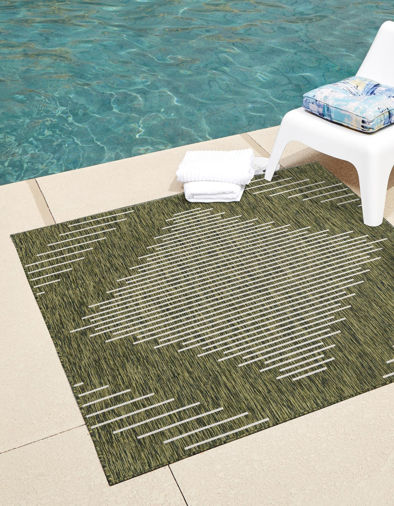 Urban Terrace Collection Area Rug -  Chelsea (Green) Square Green  lifestyle 0