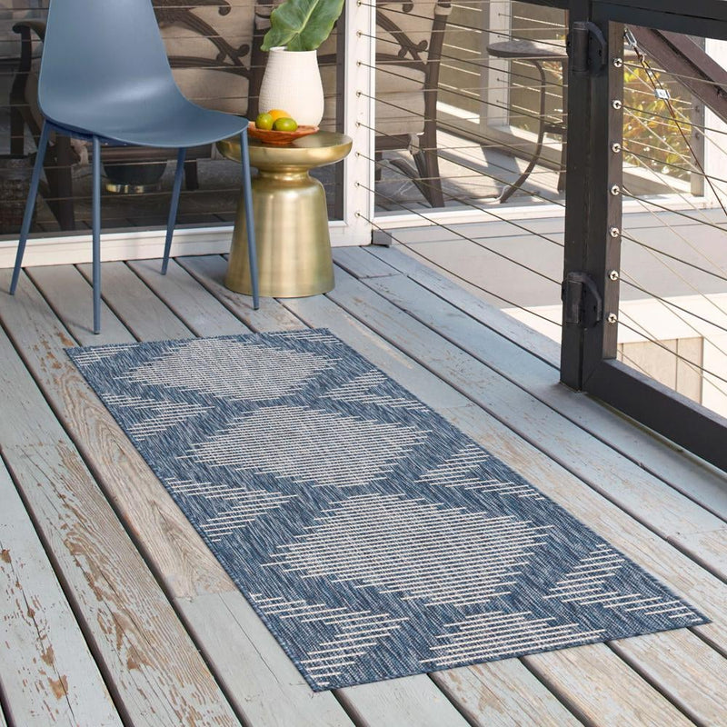 Urban Terrace Collection Area Rug -  Chelsea (Blue) Runner Blue  lifestyle 14