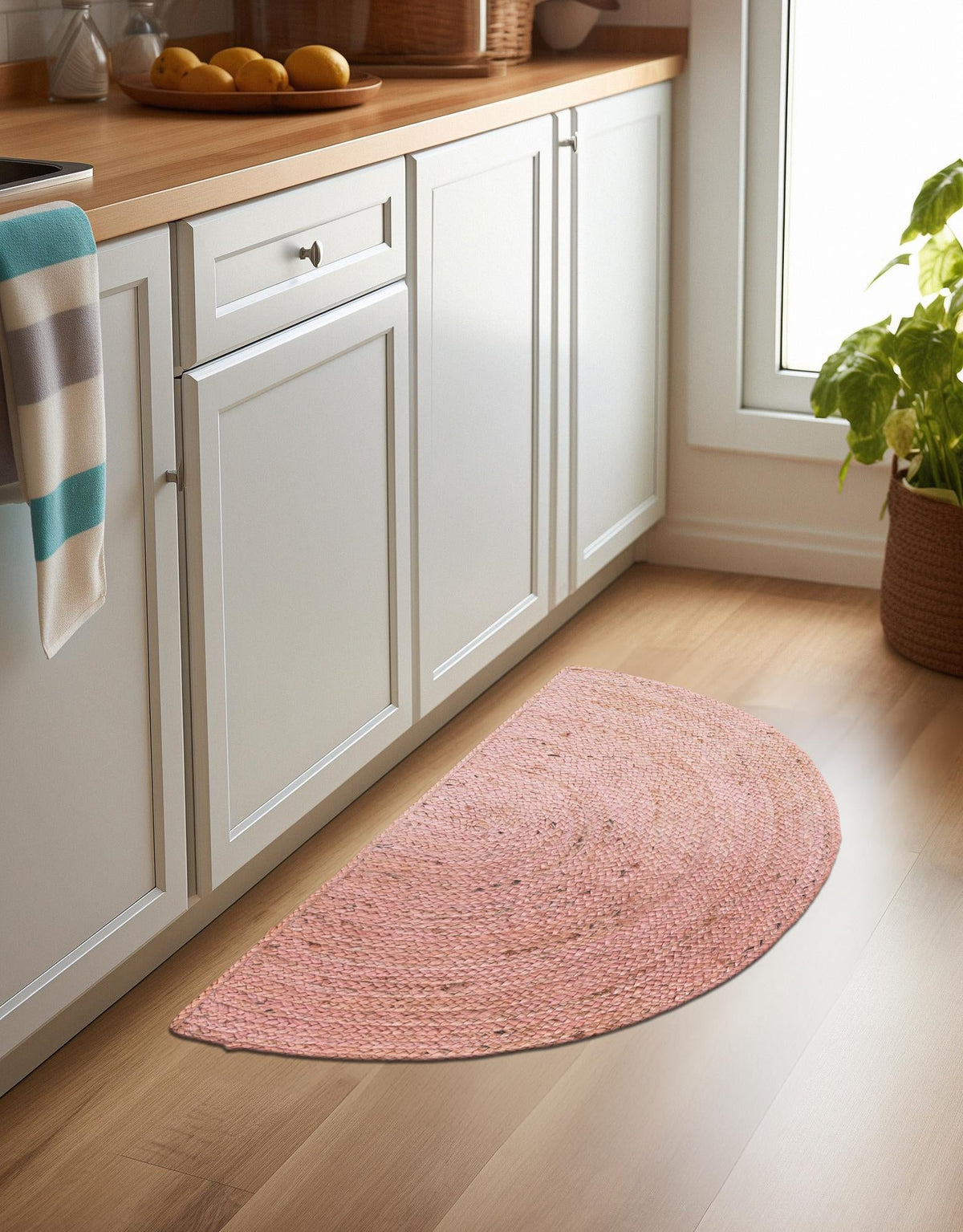 Woven Seaside Jute Collection Area Rug - Savannah (Light Pink) Hearth Light Pink  lifestyle 66
