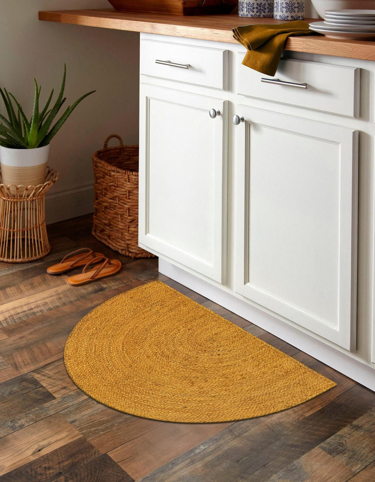 Woven Seaside Jute Collection Area Rug - Savannah (Yellow) Hearth Yellow  lifestyle 68
