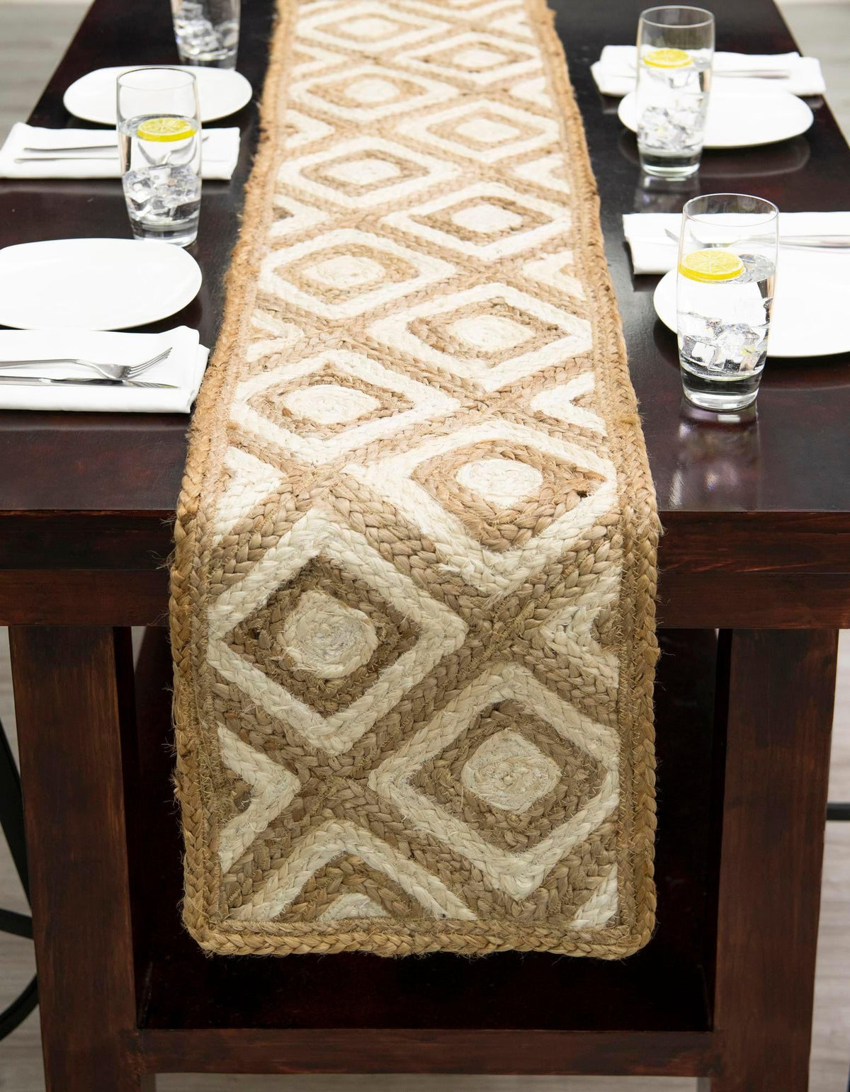 Woven Seaside Jute Collection Area Rug - Marina Table Runner Natural  lifestyle 113