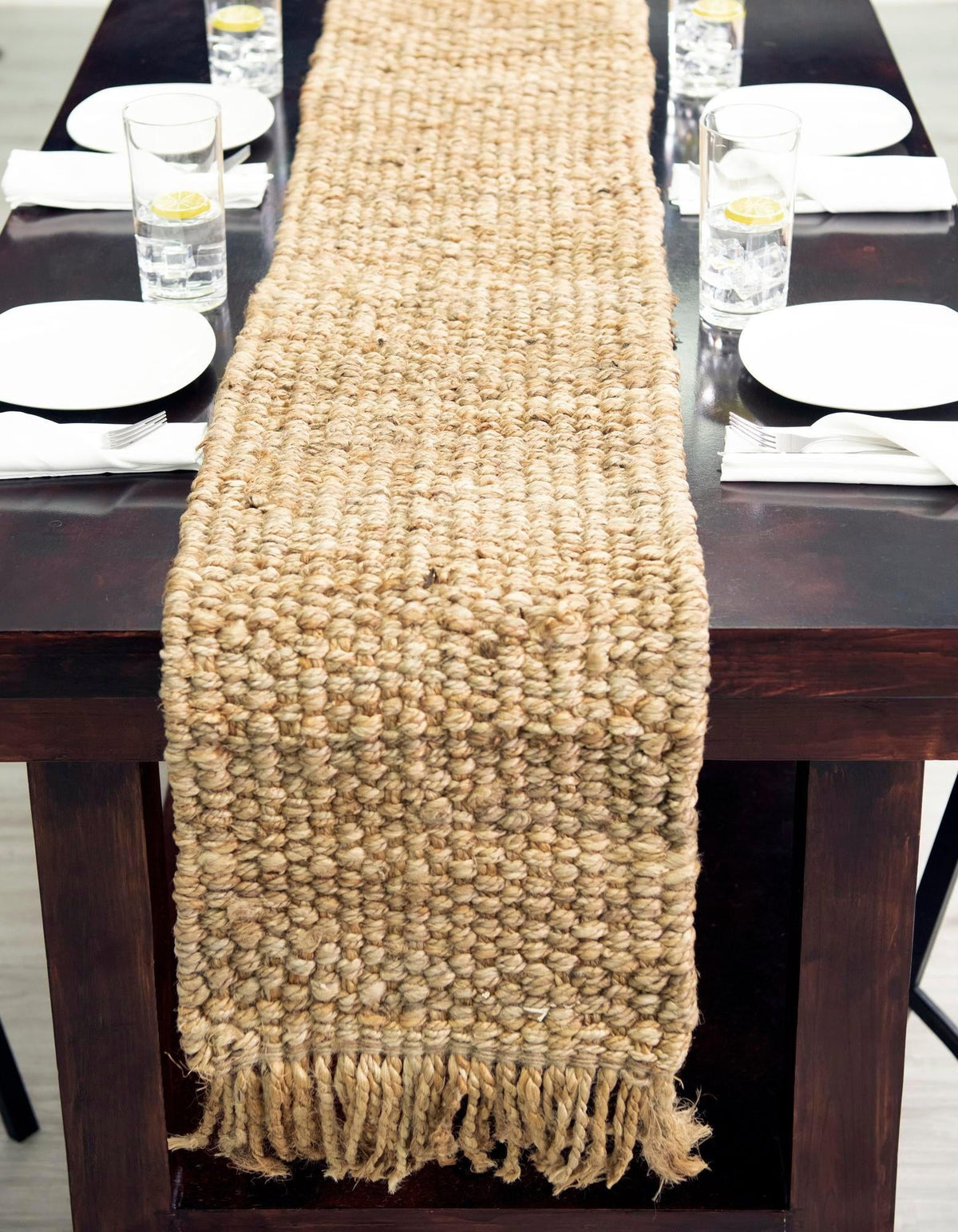 Savannah Jute Collection Area Rug - Seashore Table Runner Natural  lifestyle 137