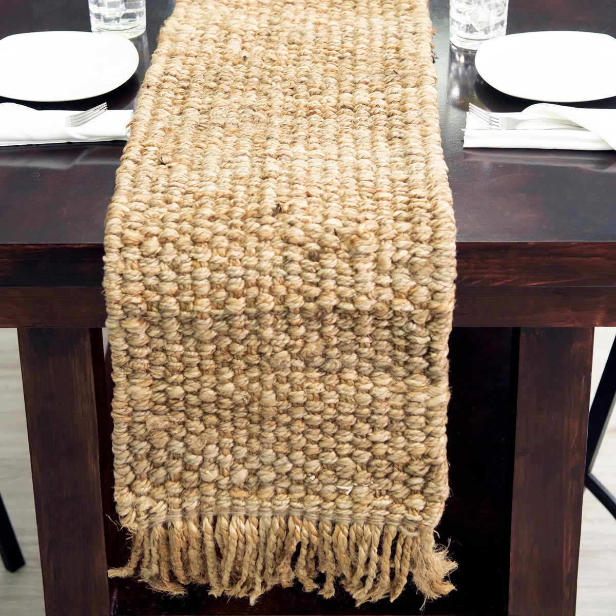 Coastal Weave Jute Collection Area Rug - Seashore Table Runner Natural  lifestyle 139
