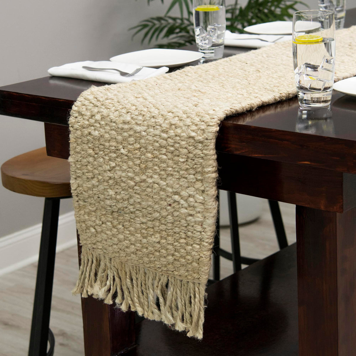 Coastal Weave Jute Collection Area Rug - Seashore Table Runner Ivory  lifestyle 153