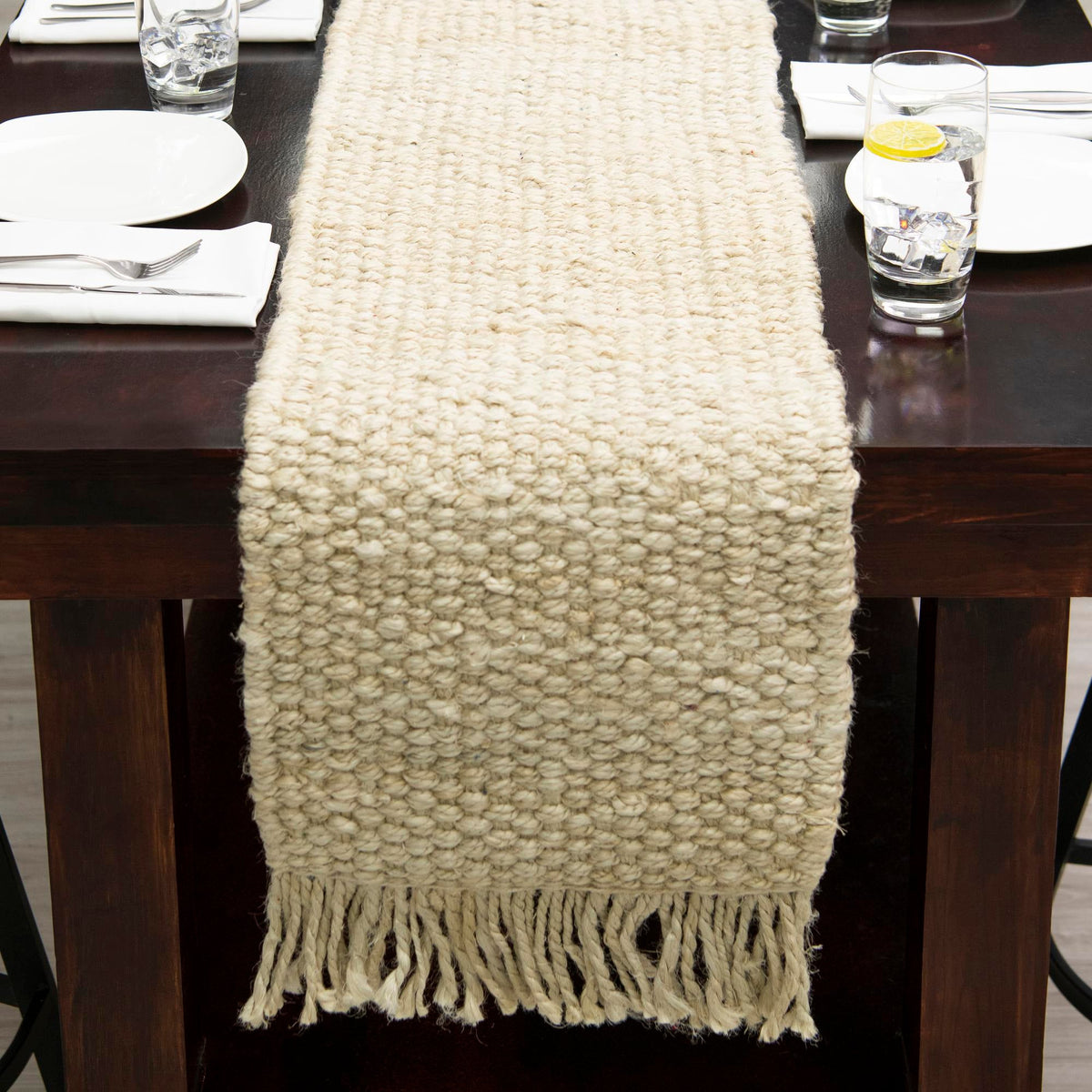 Coastal Weave Jute Collection Area Rug - Seashore Table Runner Ivory  lifestyle 154
