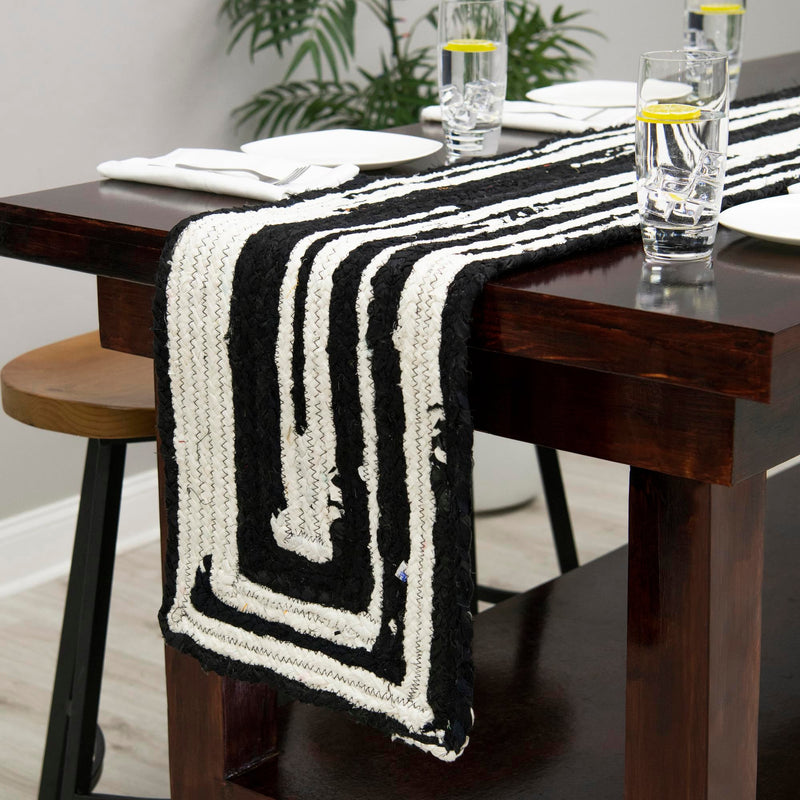 Woven Udaipur Collection Area Rug - Jaipur Table Runner Black and White  lifestyle 59