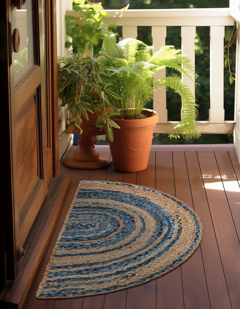 Woven Udaipur Collection Area Rug - Sahara Hearth Blue and Natural  lifestyle 69