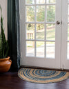 Woven Udaipur Collection Area Rug - Sahara Hearth Blue and Natural  lifestyle 90