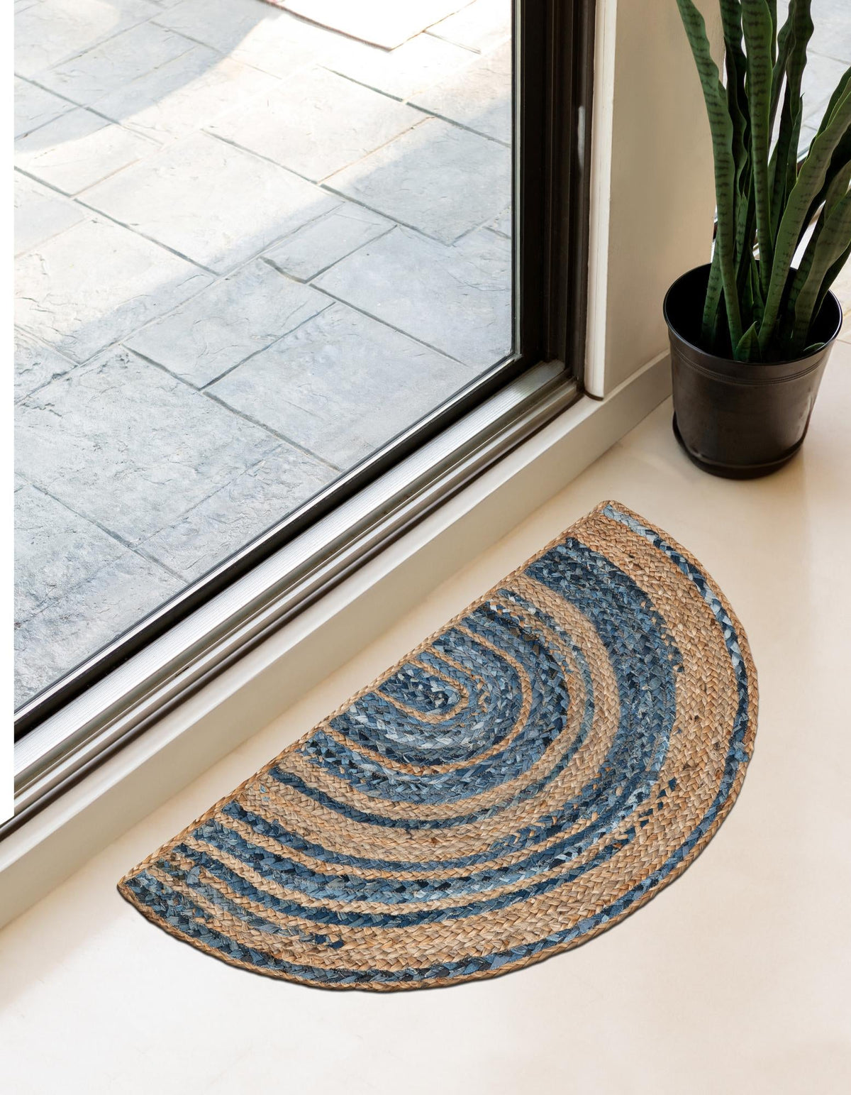 Woven Udaipur Collection Area Rug - Sahara Hearth Blue and Natural  lifestyle 109
