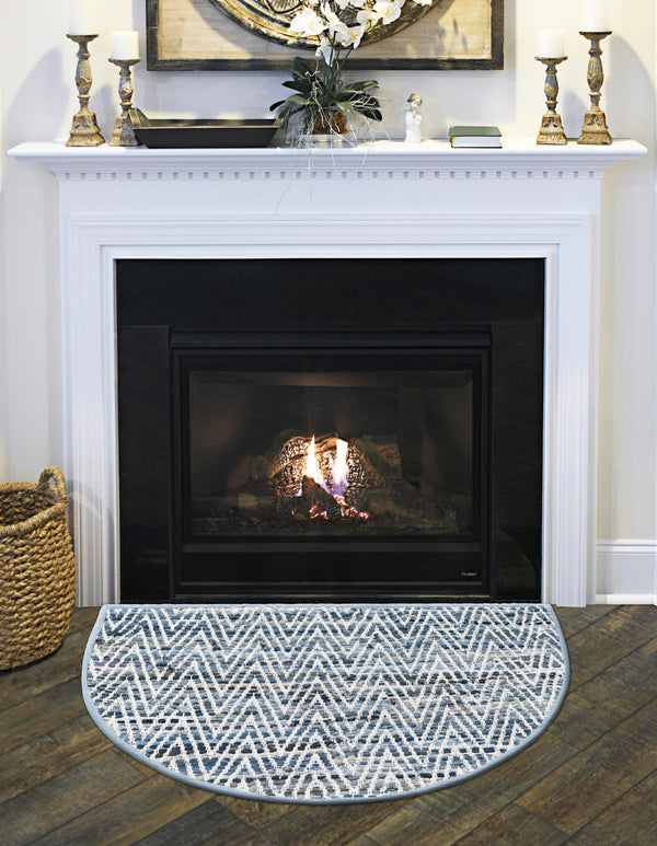 Zigzag Marina Collection Area Rug - HarborStripes Hearth Denim  lifestyle 82