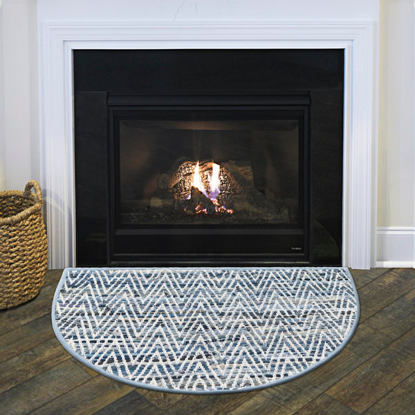 Zigzag Marina Collection Area Rug - HarborStripes Hearth Denim  lifestyle 174