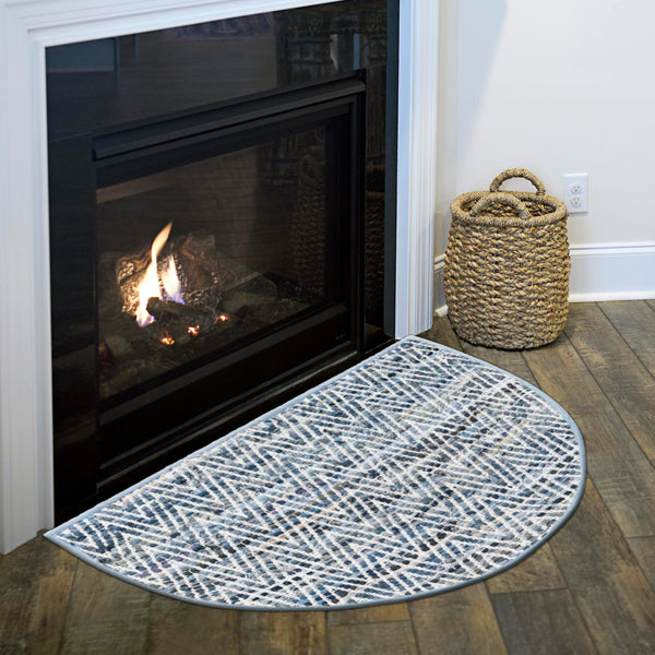 Zigzag Marina Collection Area Rug - HarborStripes Hearth Denim  lifestyle 178