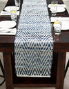 Zigzag Marina Collection Area Rug - HarborStripes Table Runner Denim  lifestyle 74