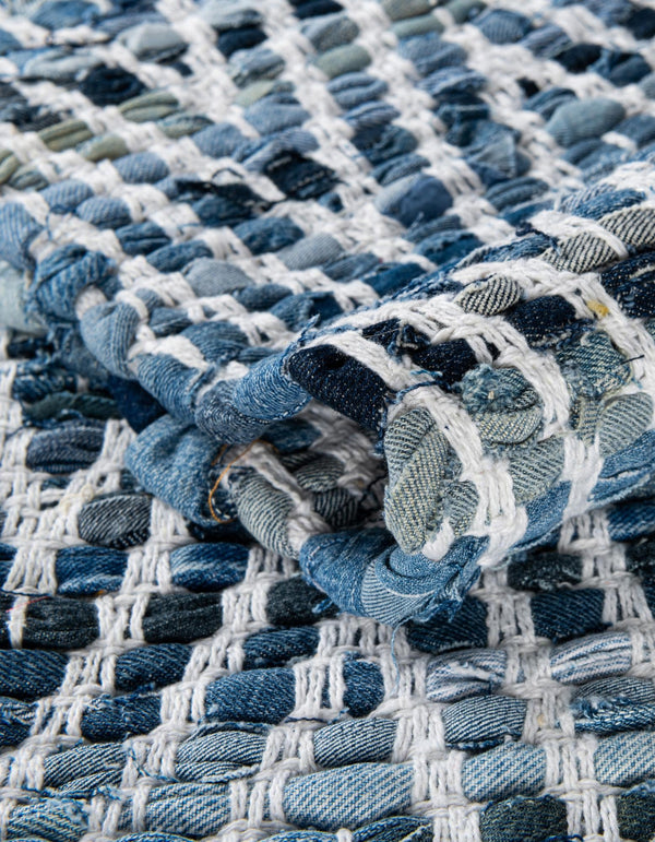 Zigzag Marina Collection Area Rug - HarborStripes Table Runner Denim  lifestyle 110