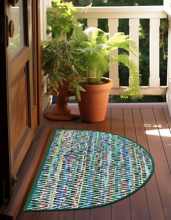 Zigzag Marina Collection Area Rug - HarborStripes Hearth Green  lifestyle 65