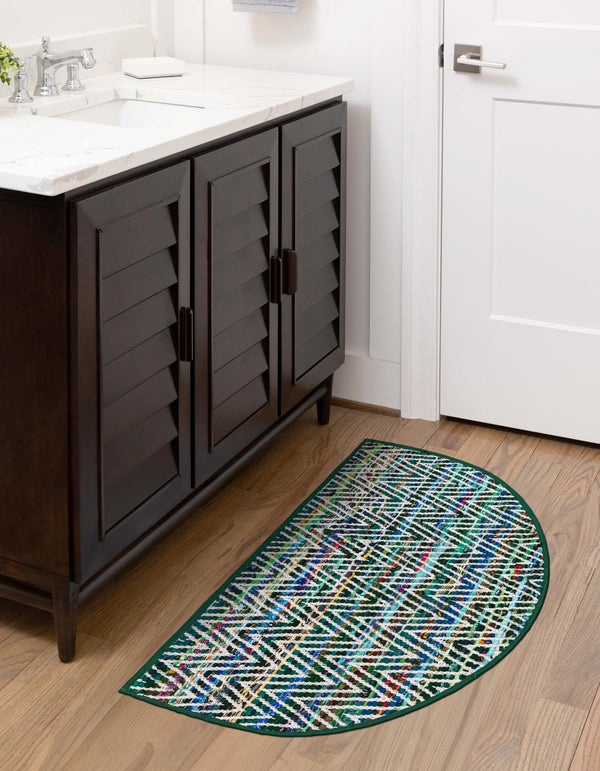 Zigzag Marina Collection Area Rug - HarborStripes Hearth Green  lifestyle 77