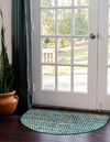 Zigzag Marina Collection Area Rug - HarborStripes Hearth Green  lifestyle 80