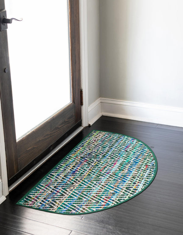 Zigzag Marina Collection Area Rug - HarborStripes Hearth Green  lifestyle 83