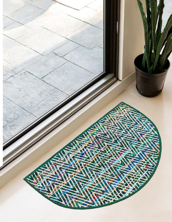 Zigzag Marina Collection Area Rug - HarborStripes Hearth Green  lifestyle 89
