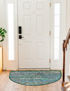 Zigzag Marina Collection Area Rug - HarborStripes Hearth Green  lifestyle 98