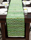Zigzag Marina Collection Area Rug - HarborStripes Table Runner Green  lifestyle 73