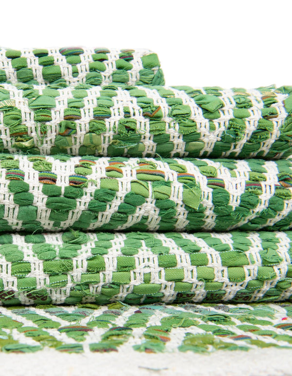 Zigzag Marina Collection Area Rug - HarborStripes Table Runner Green  lifestyle 157