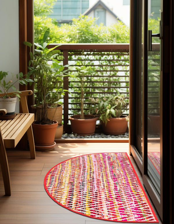 Zigzag Marina Collection Area Rug - HarborStripes Hearth Multi  lifestyle 95