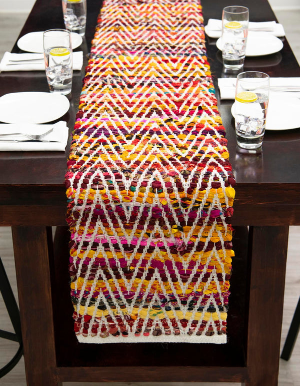 Zigzag Marina Collection Area Rug - HarborStripes Table Runner Multi  lifestyle 70
