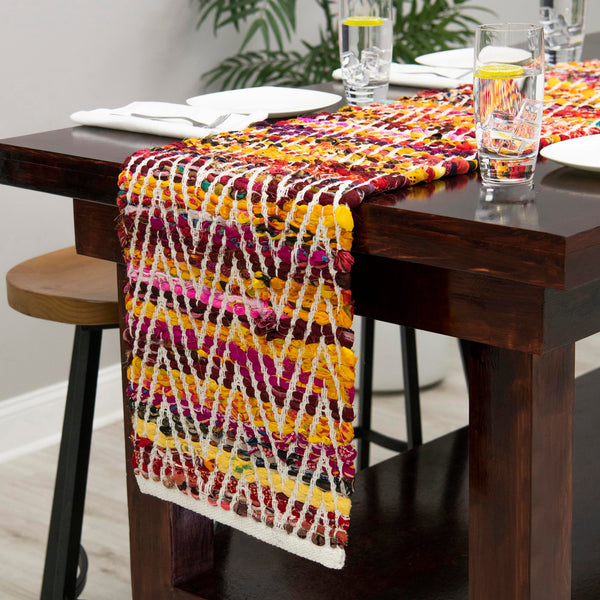 Zigzag Marina Collection Area Rug - HarborStripes Table Runner Multi  lifestyle 159