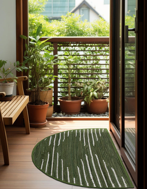 Thar Cotton Collection Area Rug - Jaisalmer (Green) Hearth Green  lifestyle 24