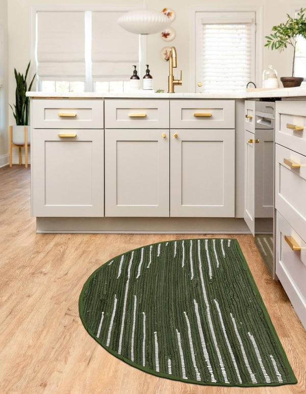 Thar Cotton Collection Area Rug - Jaisalmer (Green) Hearth Green  lifestyle 27