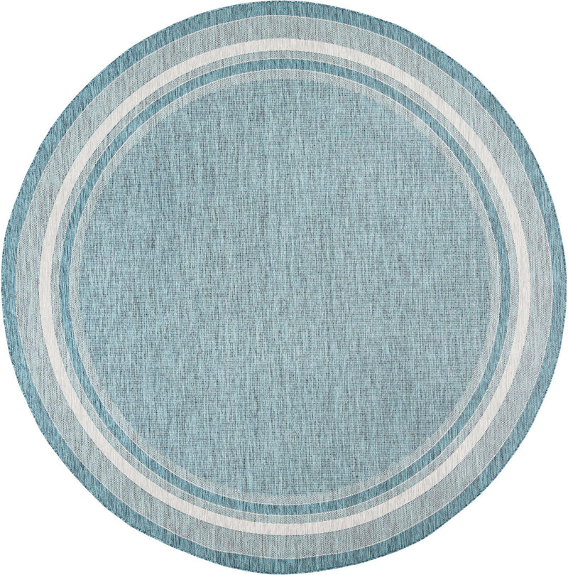 Patio Perimeter Collection Area Rug - Veranda (Teal) Round Teal  lifestyle 23