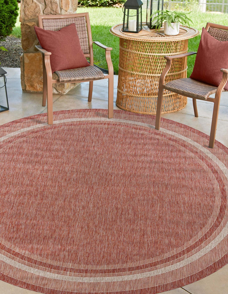 Patio Perimeter Collection Area Rug - Veranda (Rust Red) Round Rust Red  lifestyle 28