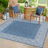 Patio Perimeter Collection Area Rug -  Lanai Square Blue  lifestyle 144