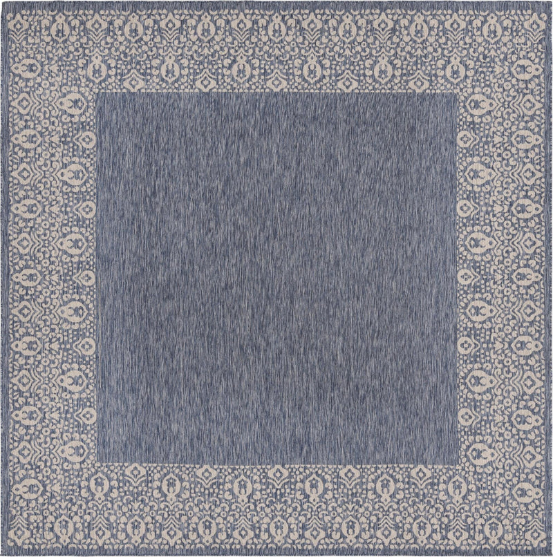 Terrace Fringe Collection Area Rug -  Lanai Square Blue  lifestyle 99