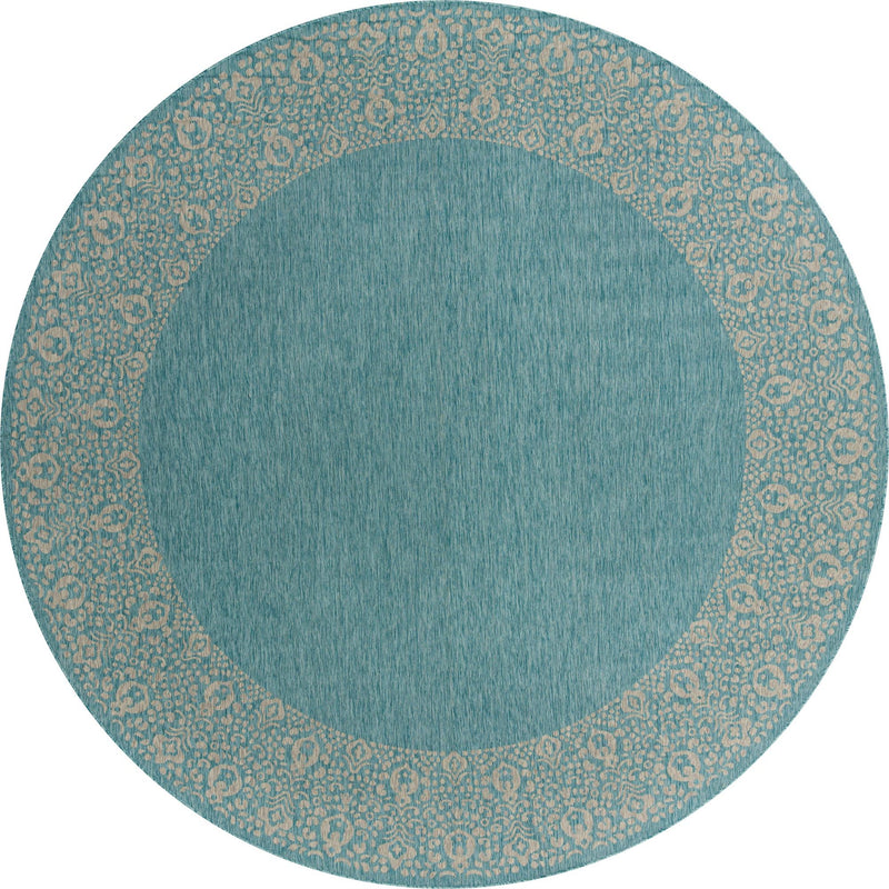 Patio Perimeter Collection Area Rug -  Lanai Round Aqua Main