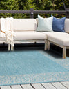 Patio Perimeter Collection Area Rug -  Lanai Square Aqua  lifestyle 77