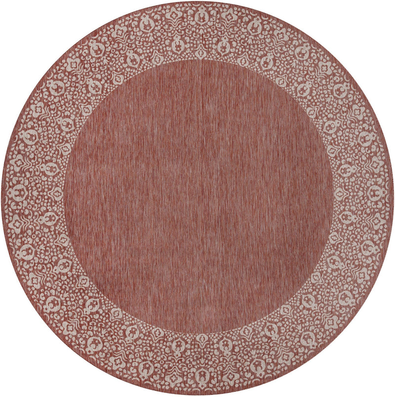 Patio Perimeter Collection Area Rug -  Lanai Round Rust Red Main
