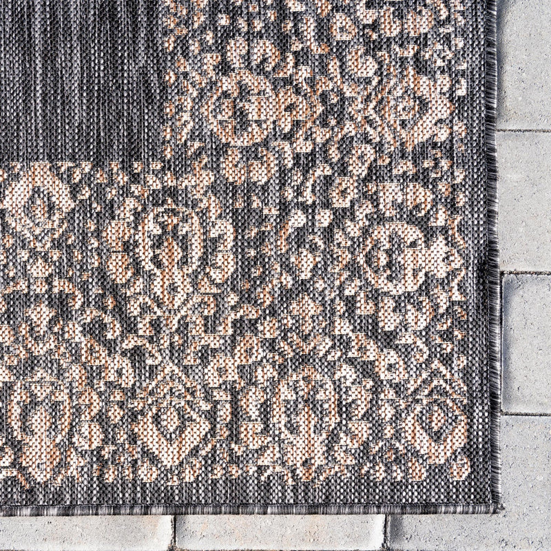 Patio Perimeter Collection Area Rug -  Lanai Square Charcoal Gray  lifestyle 5