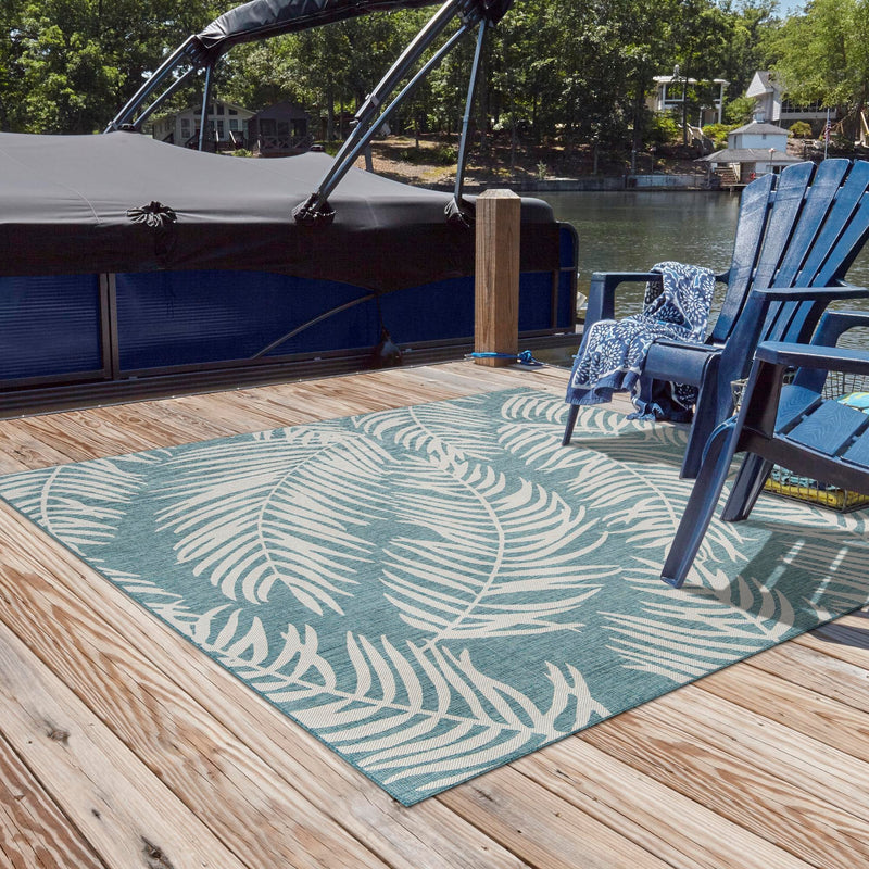 Garden Terrace Escape Collection Area Rug - Verdure (Light Aqua) Square Light Aqua  lifestyle 19