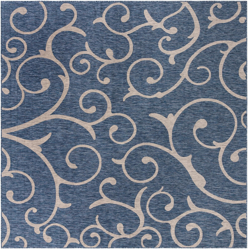 Seaside Blooms Collection Area Rug -  Azure Square Blue  lifestyle 122
