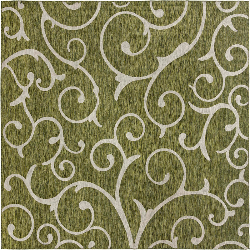 Seaside Blooms Collection Area Rug -  Azure Square Green  lifestyle 128