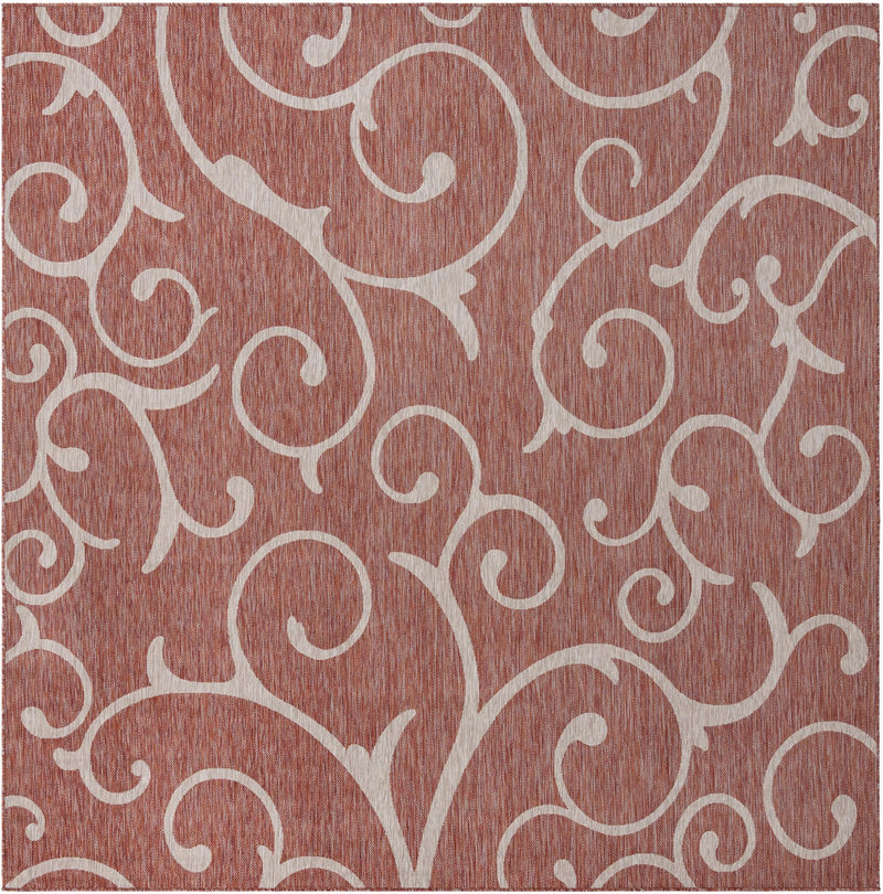 Garden Terrace Escape Collection Area Rug -  Azure Square Rust Red Main
