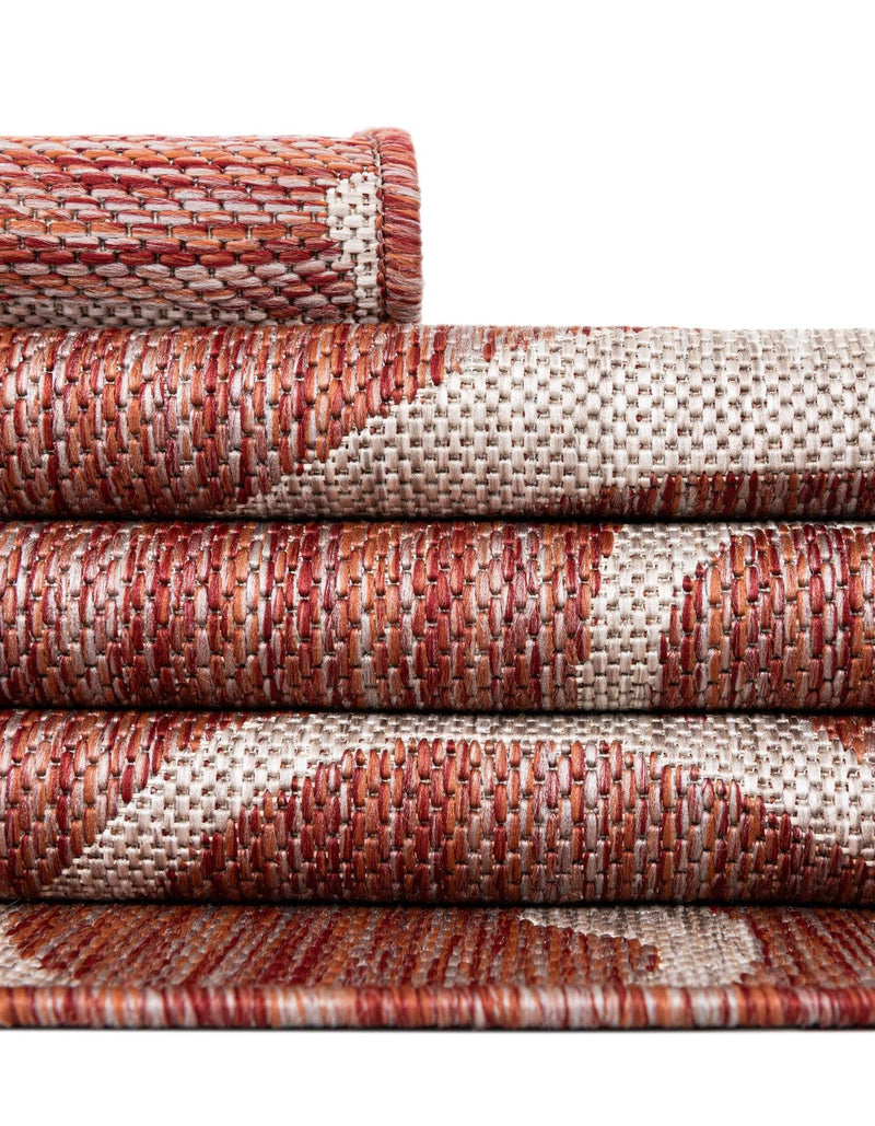 Seaside Blooms Collection Area Rug -  Azure Rectangle Rust Red  lifestyle 20