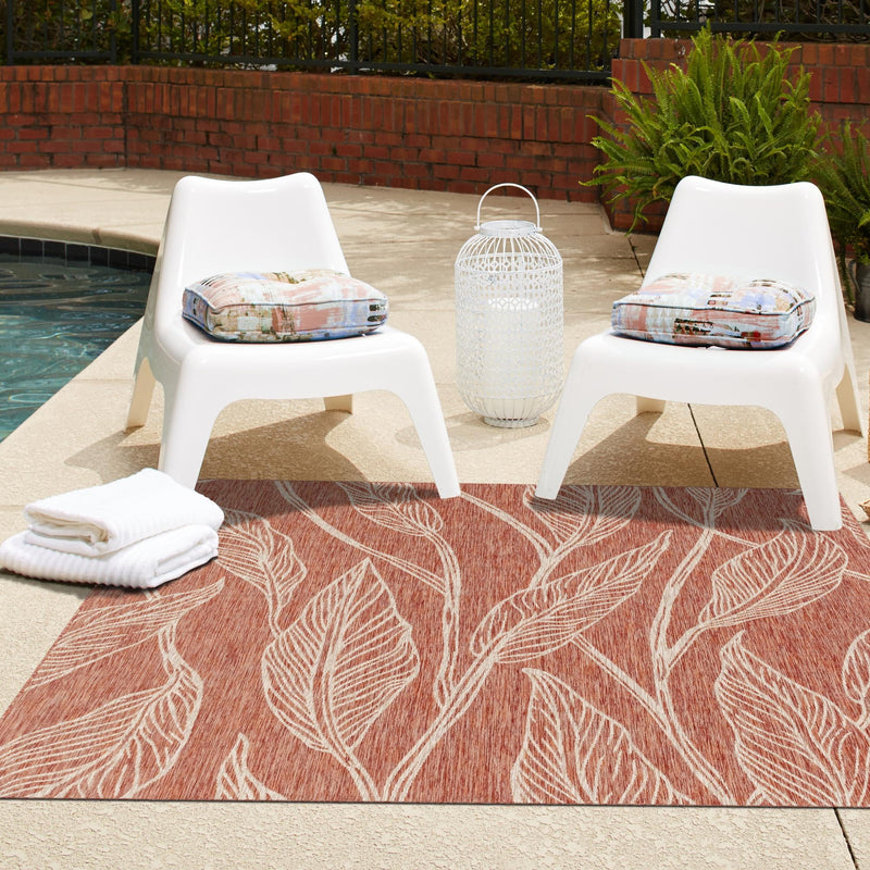 Garden Terrace Escape Collection Area Rug -  Evergreen (Rust Red) Square Rust Red  lifestyle 19