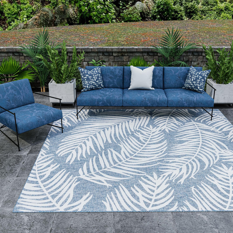 Garden Terrace Escape Collection Area Rug - Verdure (Blue) Square Blue  lifestyle 20